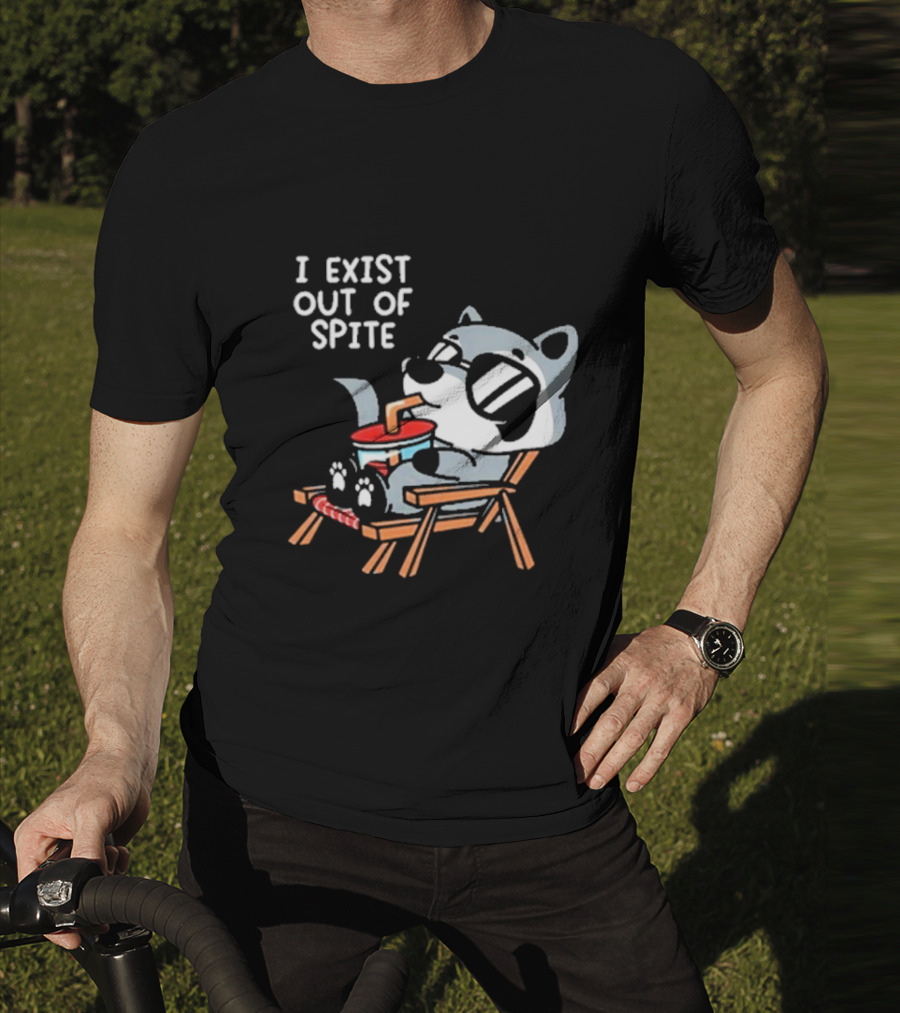 I Exist Out Of Spite Relaxing Raccoon With Sunglasses T-Shirt