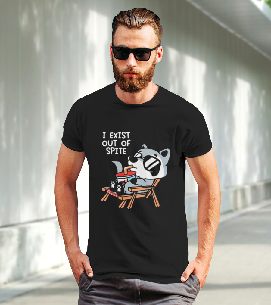 I Exist Out Of Spite Relaxing Raccoon With Sunglasses T-Shirt