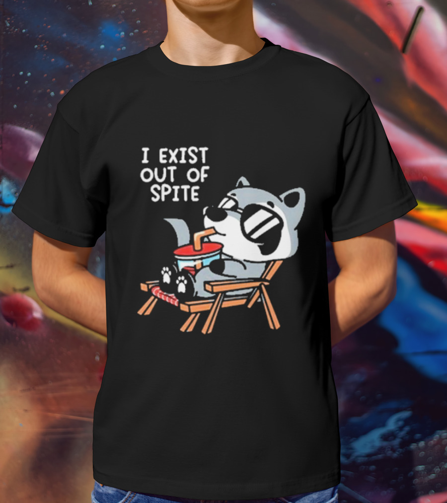 I Exist Out Of Spite Relaxing Raccoon With Sunglasses T-Shirt