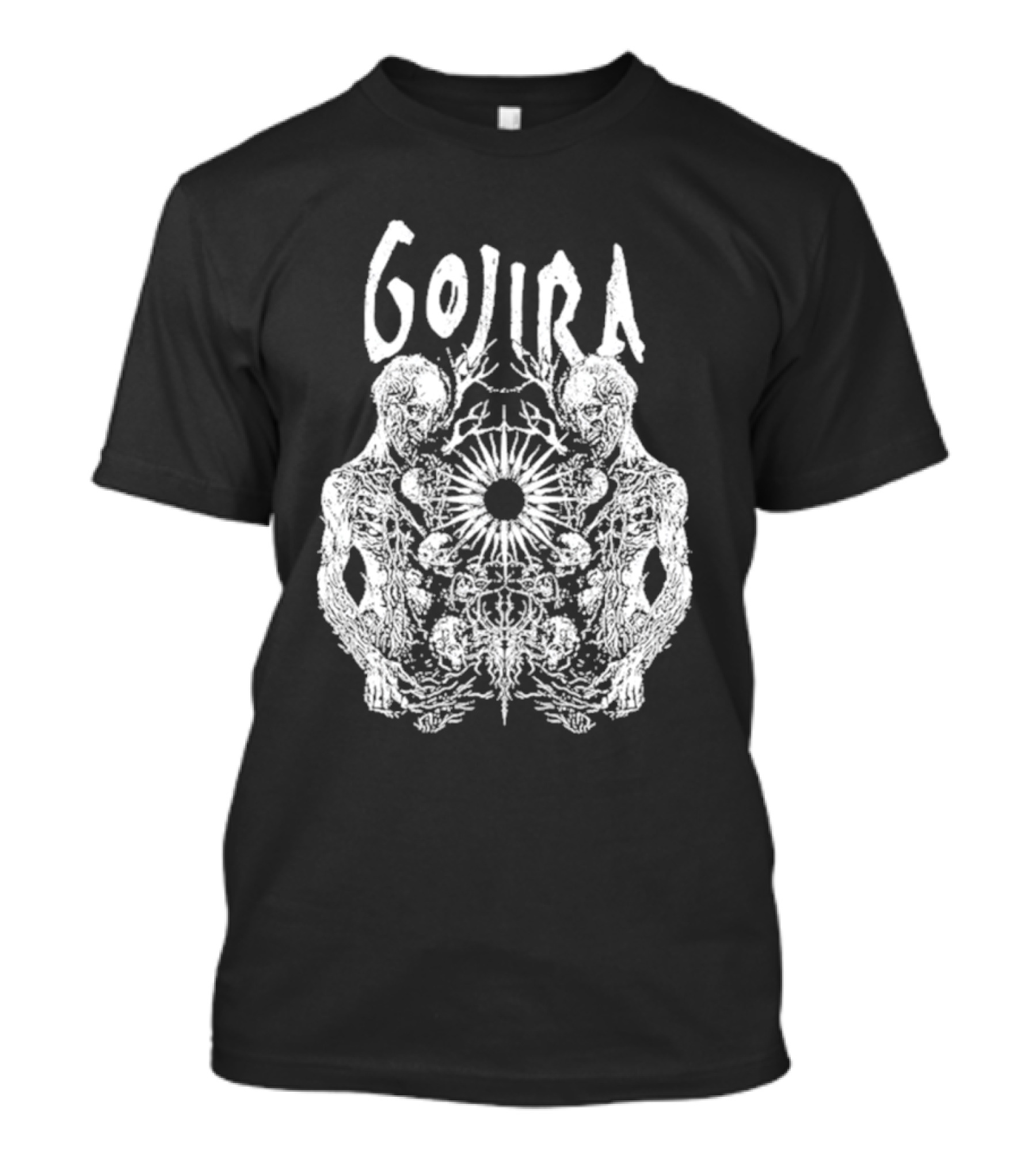 GOJIRA Twin Skull Symmetry With Skeletal Figures And Central Orb T-Shirt