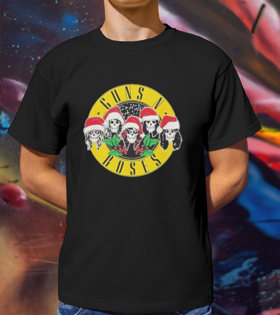 Guns N’ Roses Christmas Skulls Santa Hats T-Shirt
