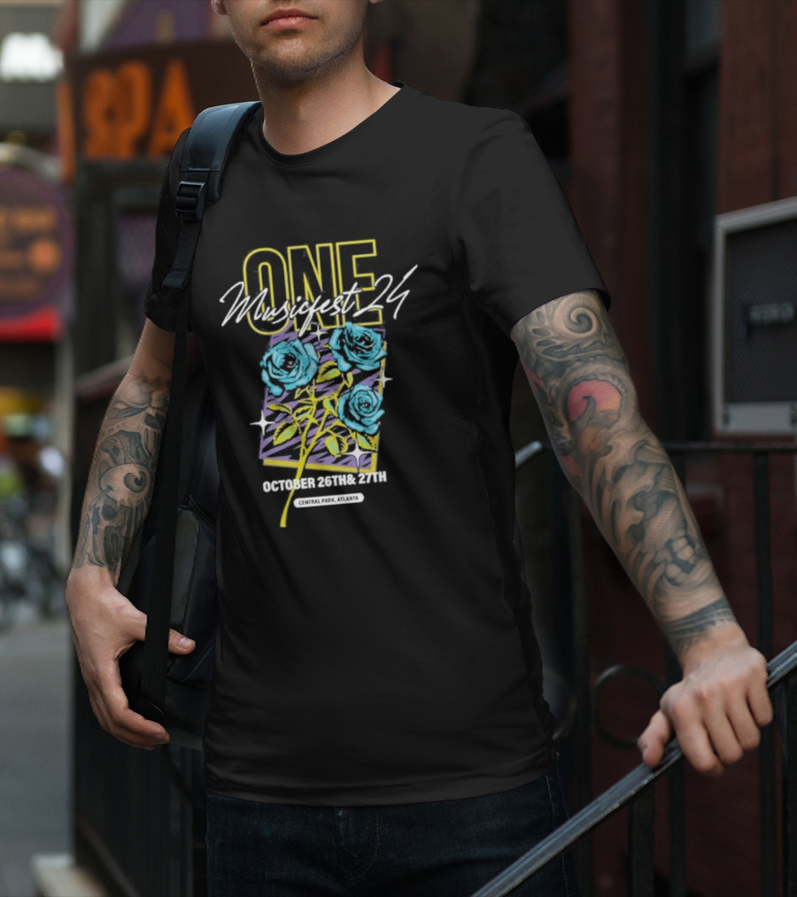 One Music Fest 24 October 26th And 27th Central Park Atlanta Blue Roses T-Shirt