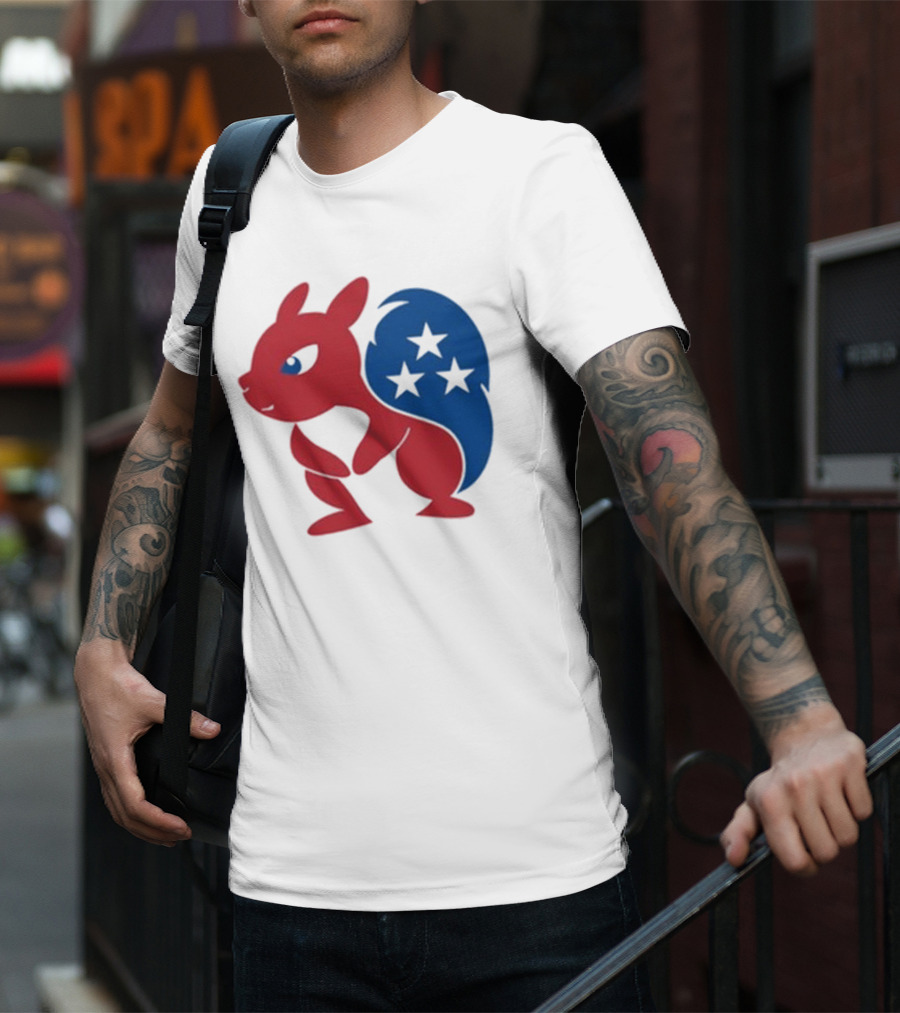 Squirrel Mascot With Stars And GOP Red White Blue T-Shirt