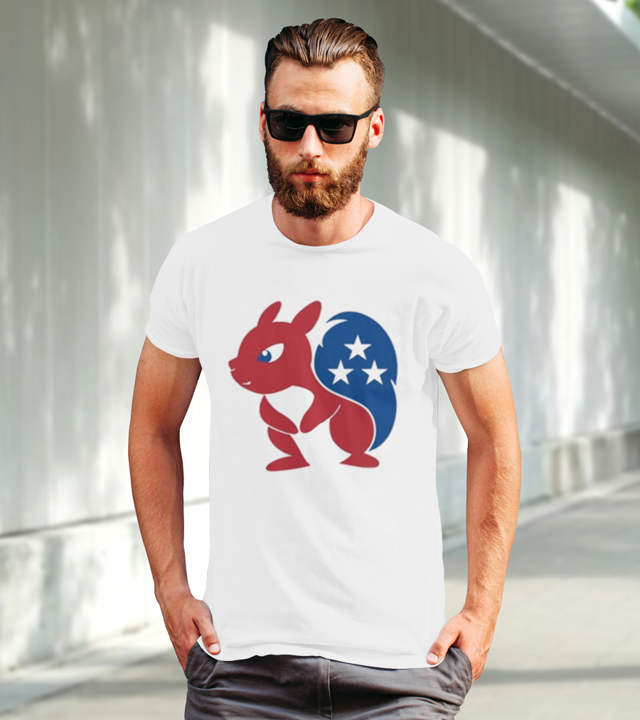 Squirrel Mascot With Stars And GOP Red White Blue T-Shirt