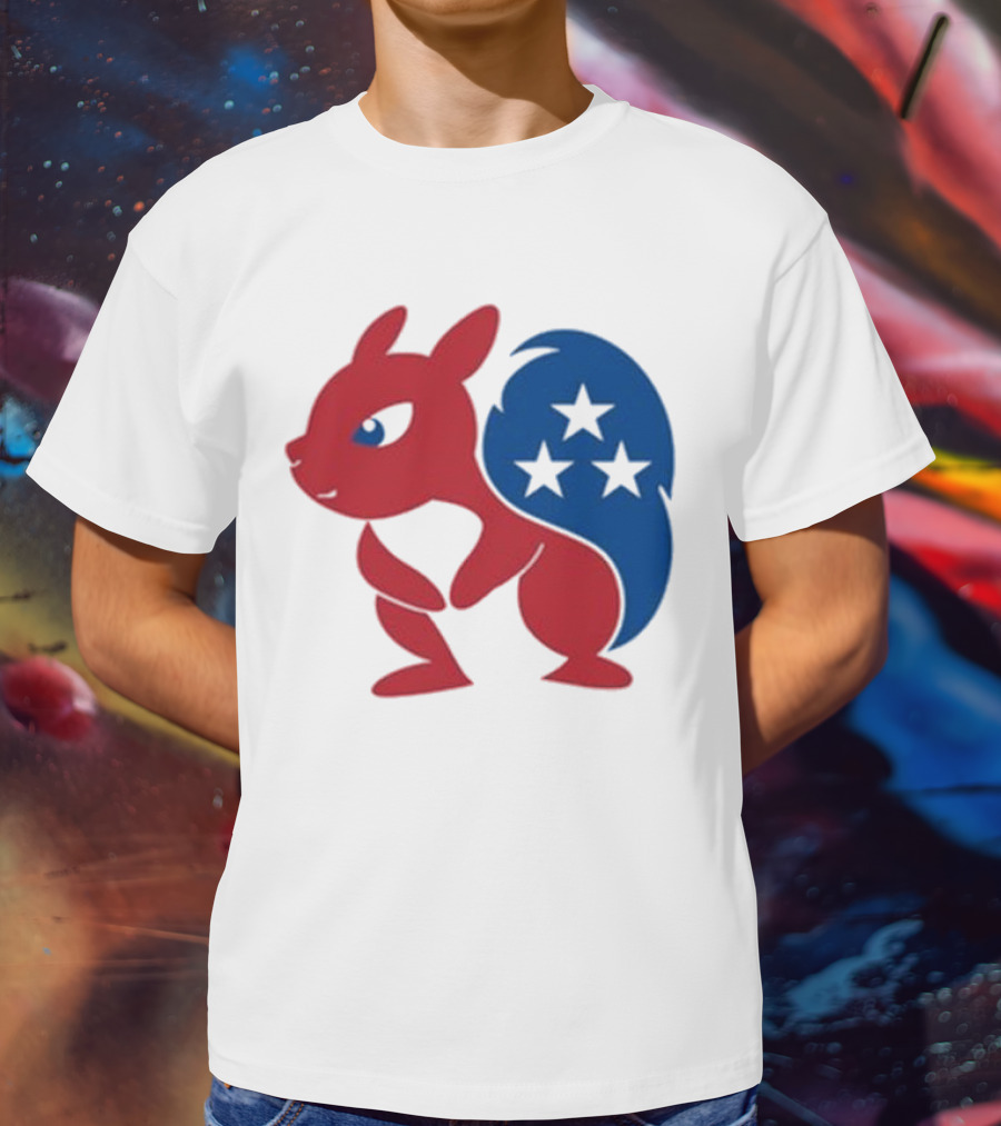Squirrel Mascot With Stars And GOP Red White Blue T-Shirt