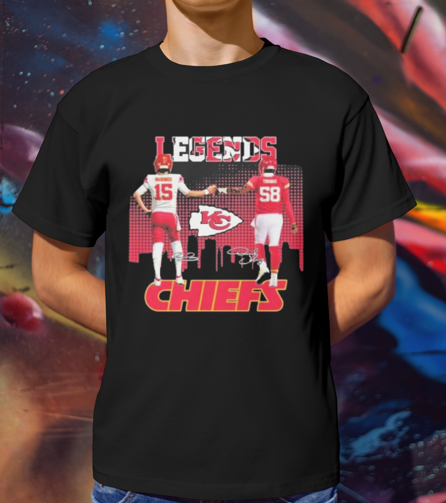 Legends Kansas City Chiefs Patrick Mahomes Derrick Thomas T-Shirt