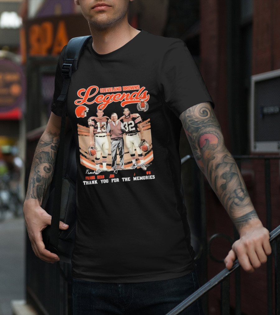 Cleveland Browns Legends Frank Ryan Jim Brown Jim Donovan Thank You For The Memories T-Shirt