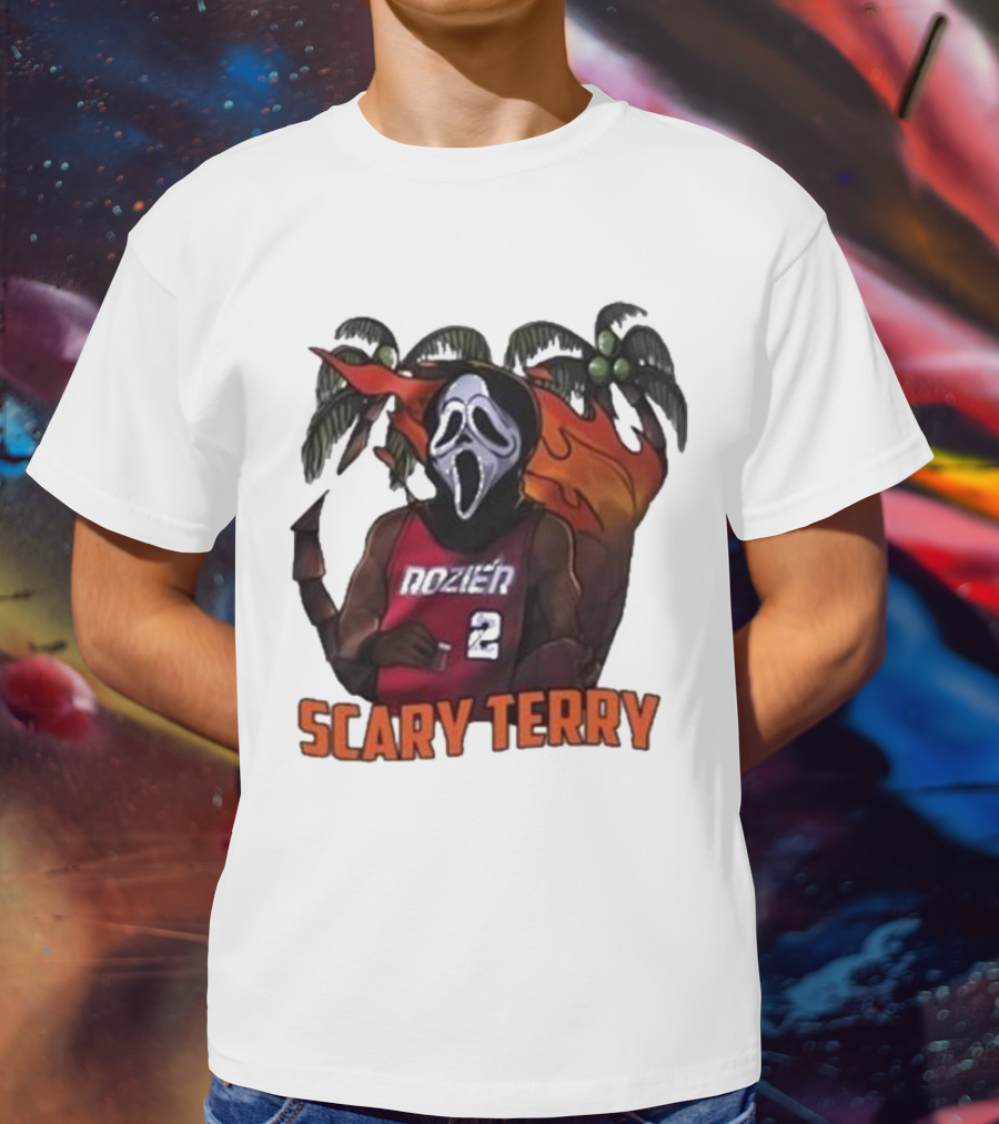Scary Terry Rozier 2 Ghostface Basketball Tropical Flame Costume T-Shirt