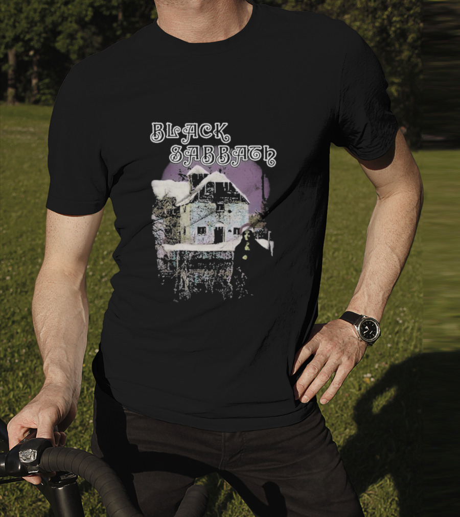 Black Sabbath Holiday Album Snowy House Scene T-Shirt