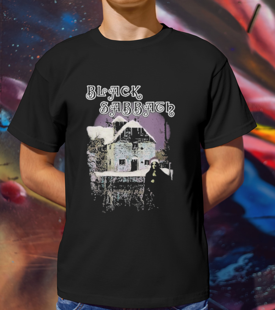 Black Sabbath Holiday Album Snowy House Scene T-Shirt