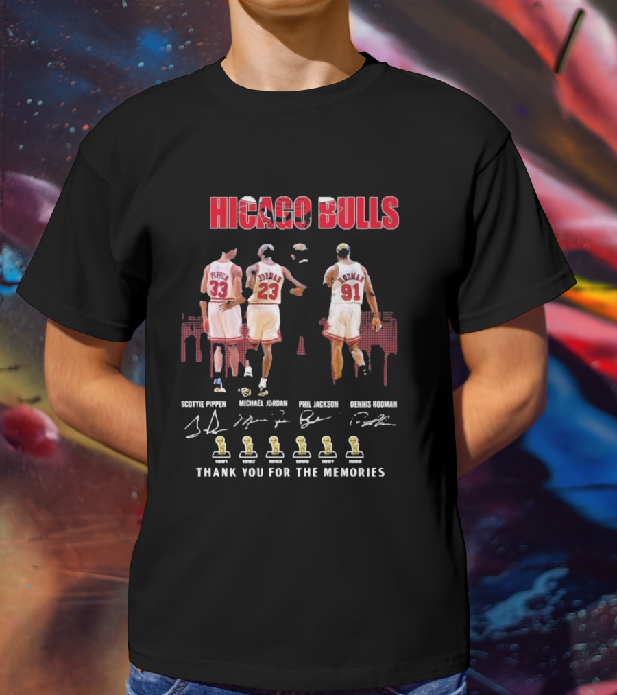 Chicago Bulls Scottie Pippen Michael Jordan Phil Jackson Dennis Rodman Thank You For The Memories T-Shirt