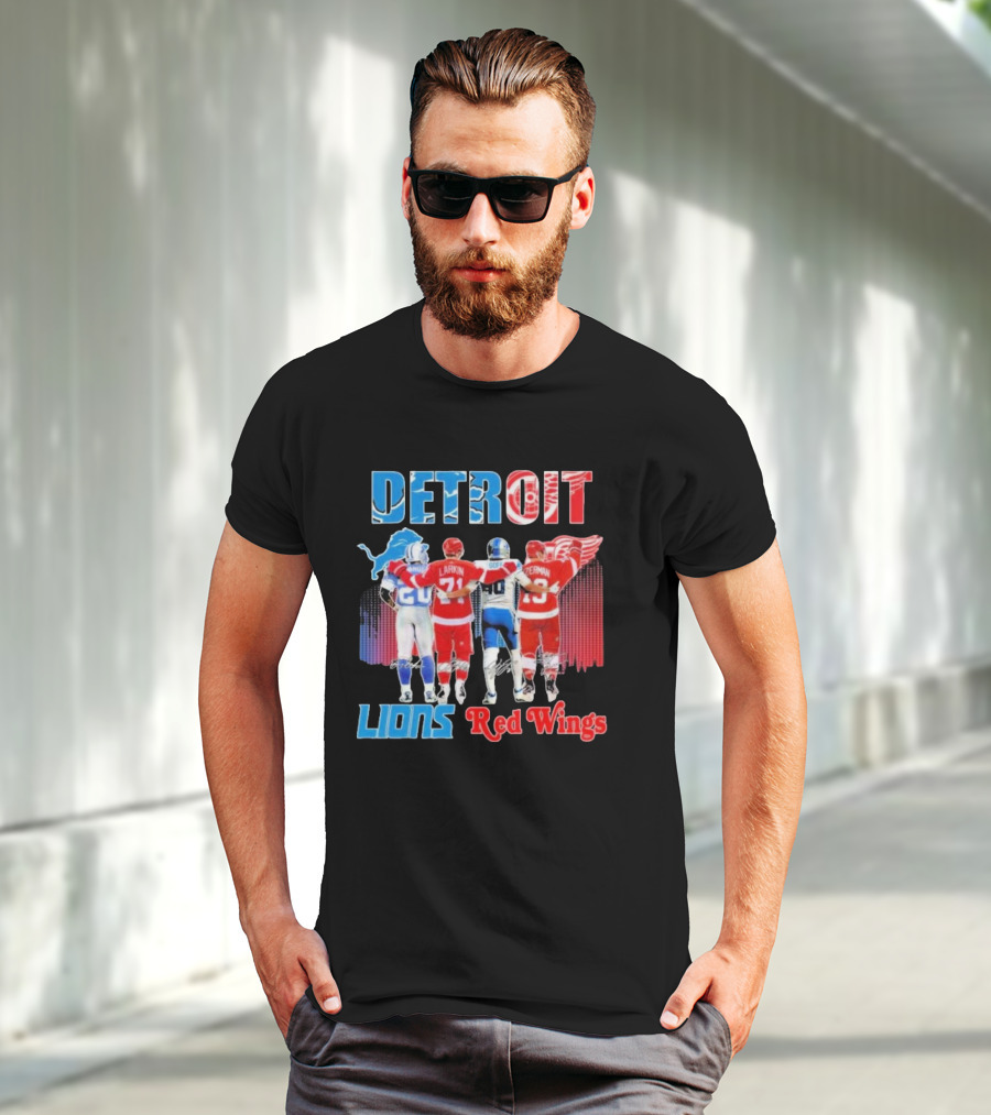 Detroit Lions Red Wings Legends Larkin Goff Yzerman T-Shirt