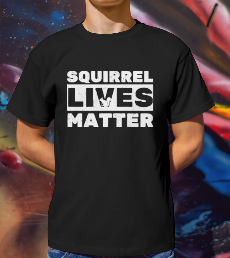 Squirrel Lives Matter Black Bold Text Logo With Squirrel T-Shirt