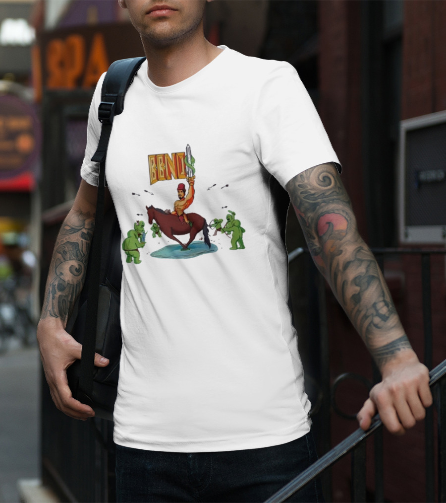 BBNo$ Sword Riding Horse Surrounded By Green Creatures T-Shirt
