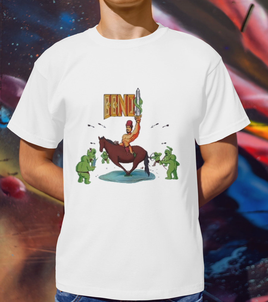 BBNo$ Sword Riding Horse Surrounded By Green Creatures T-Shirt