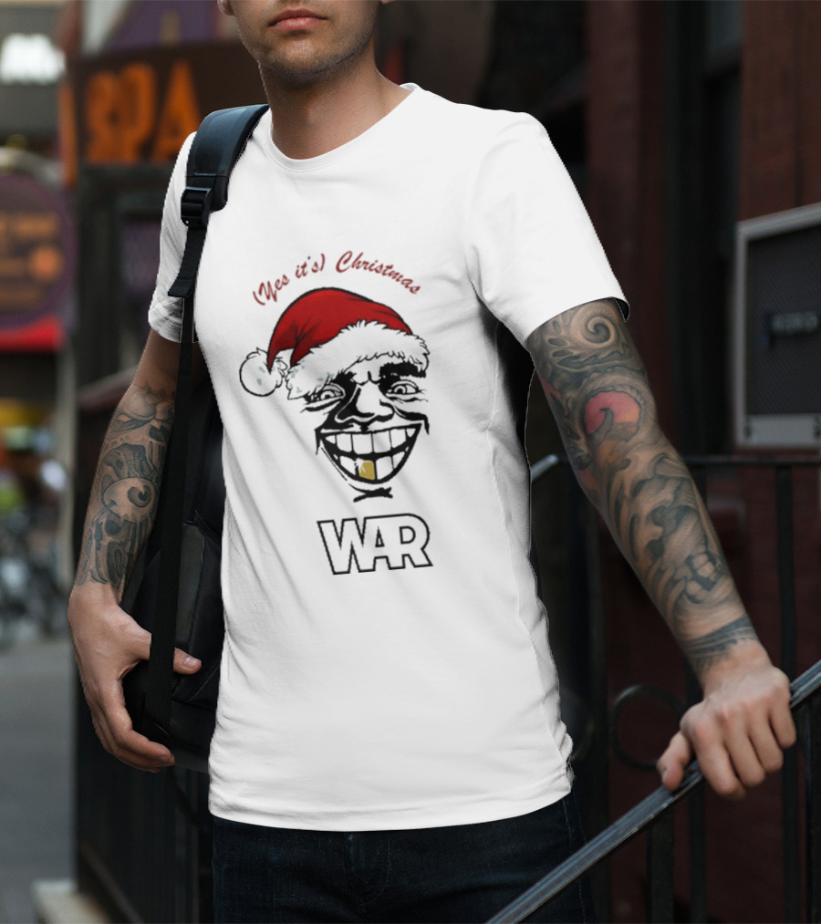 WAR Yes It’s Christmas Santa Grinning Face T-Shirt