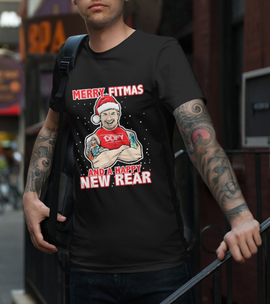 Merry Fitmas And A Happy New Rear DDPY Santa Hat Tattoos T-Shirt