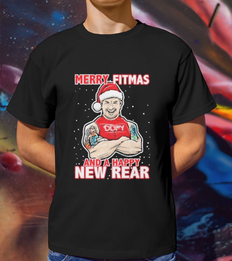 Merry Fitmas And A Happy New Rear DDPY Santa Hat Tattoos T-Shirt