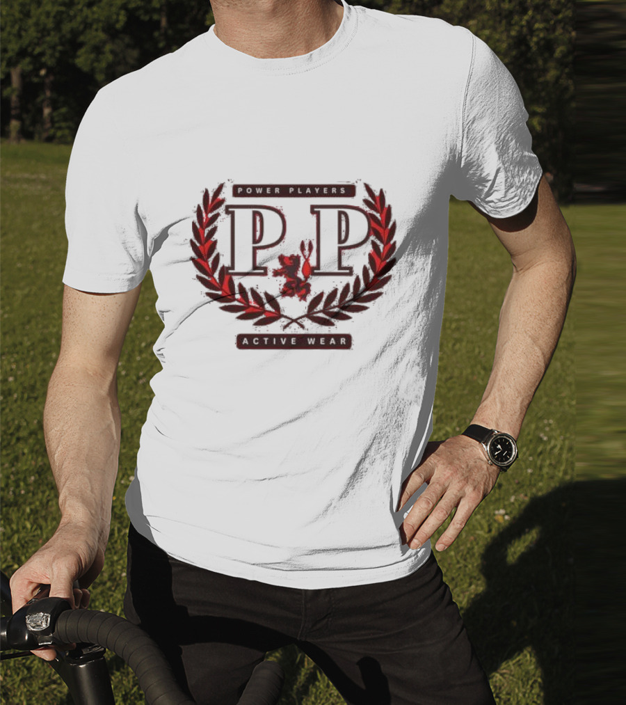 Power Players Active Wear PP Laurels Lion Emblem T-Shirt