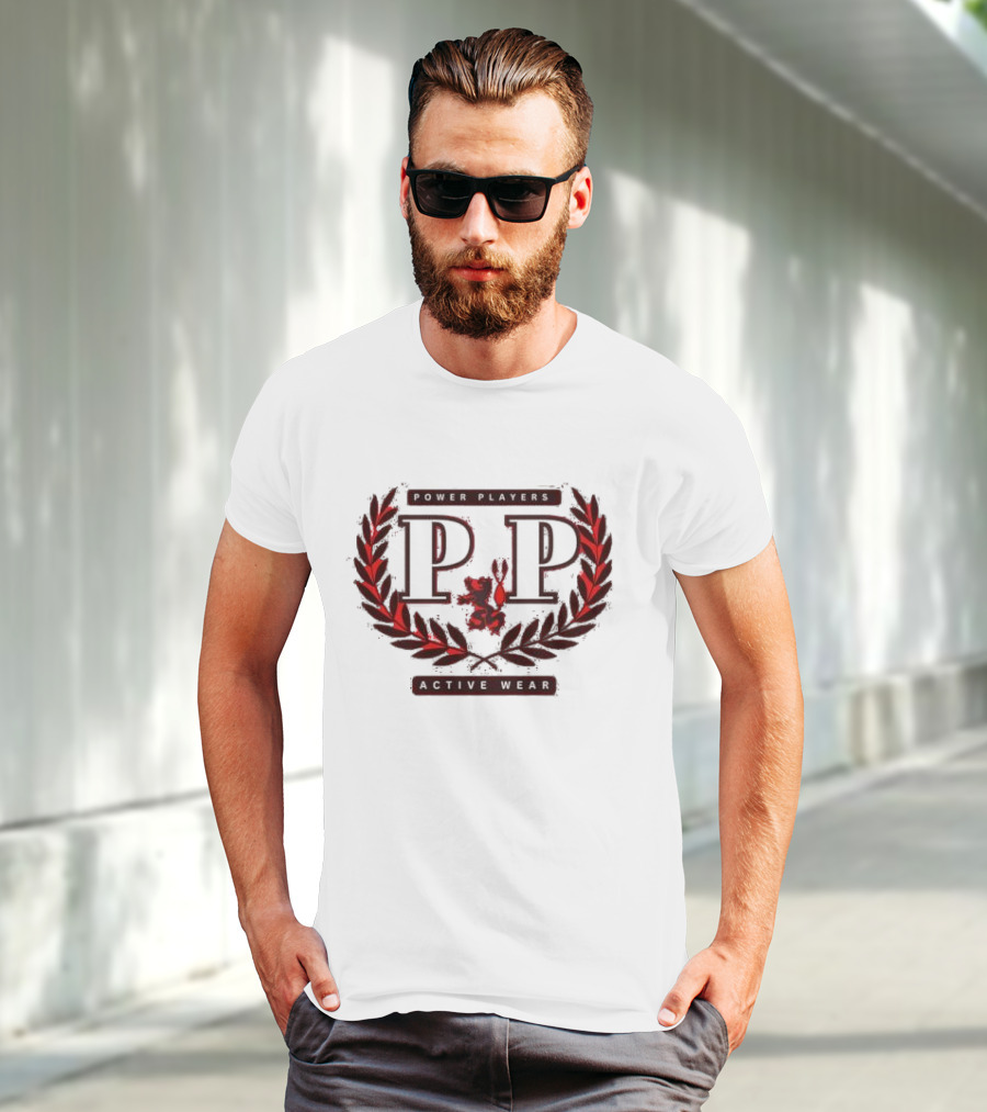 Power Players Active Wear PP Laurels Lion Emblem T-Shirt