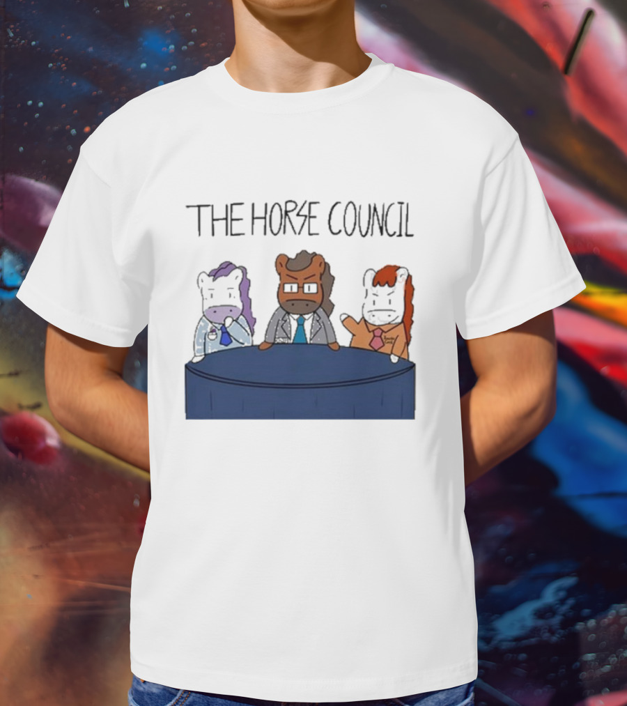 Jimothy Cool The Horse Council Cartoon Panel Meeting T-Shirt