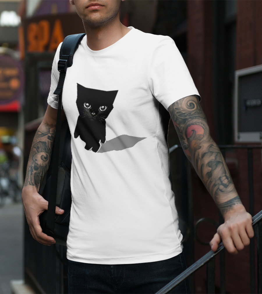 Sluj Art Bro Cute Black Cat Pixelated T-Shirt