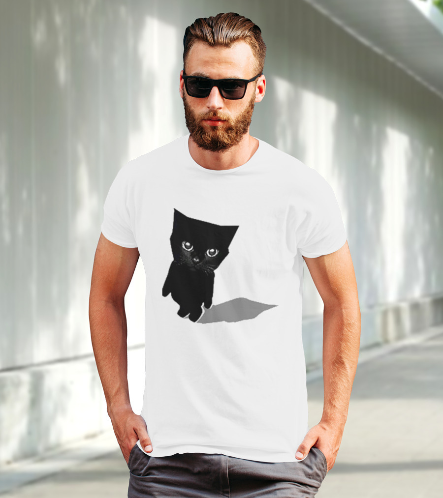 Sluj Art Bro Cute Black Cat Pixelated T-Shirt