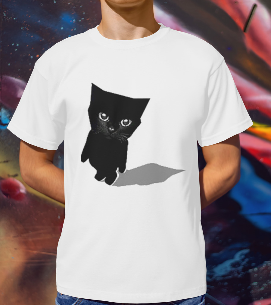 Sluj Art Bro Cute Black Cat Pixelated T-Shirt