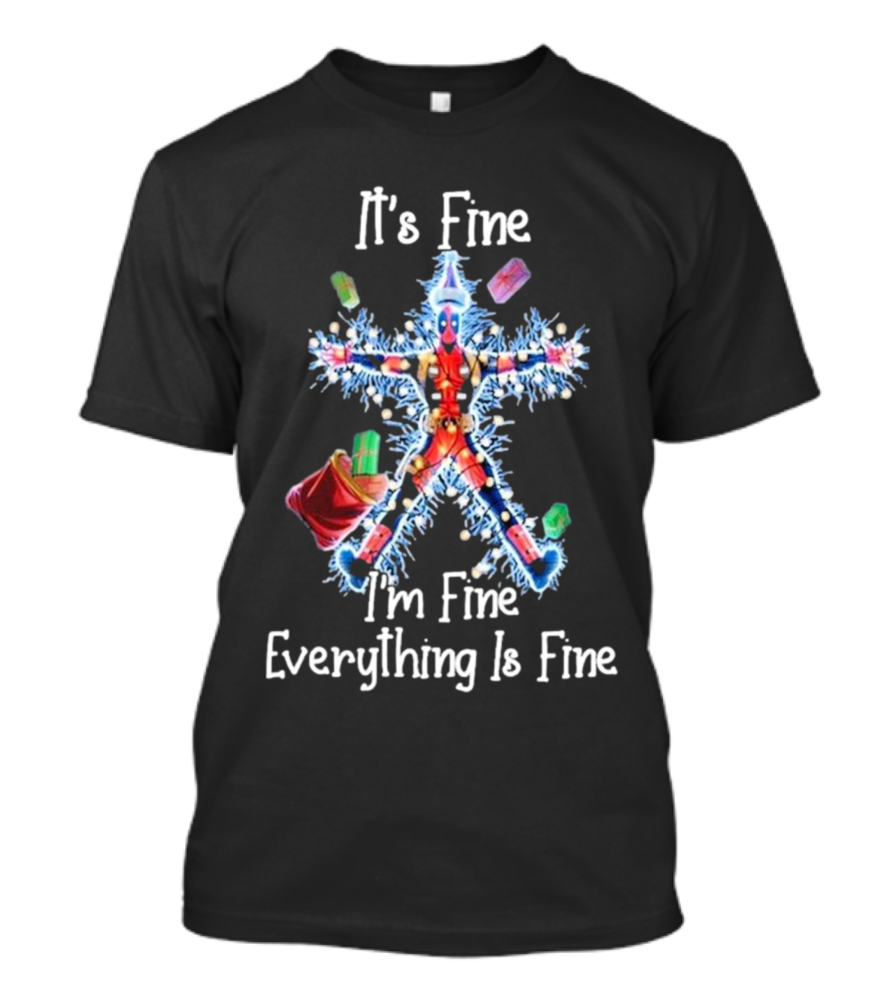 Deadpool Christmas It's Fine I'm Fine Everything Is Fine Light String Snowflake T-Shirt