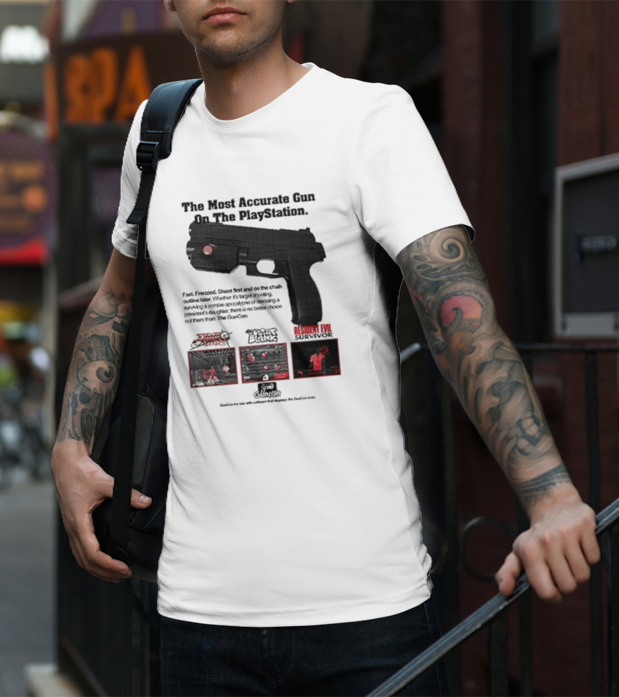 The Most Accurate Gun On The PlayStation Resident Evil Survivor Point Blank GunCon T-Shirt