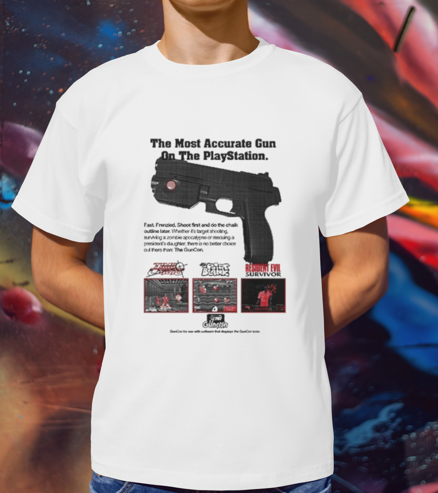 The Most Accurate Gun On The PlayStation Resident Evil Survivor Point Blank GunCon T-Shirt