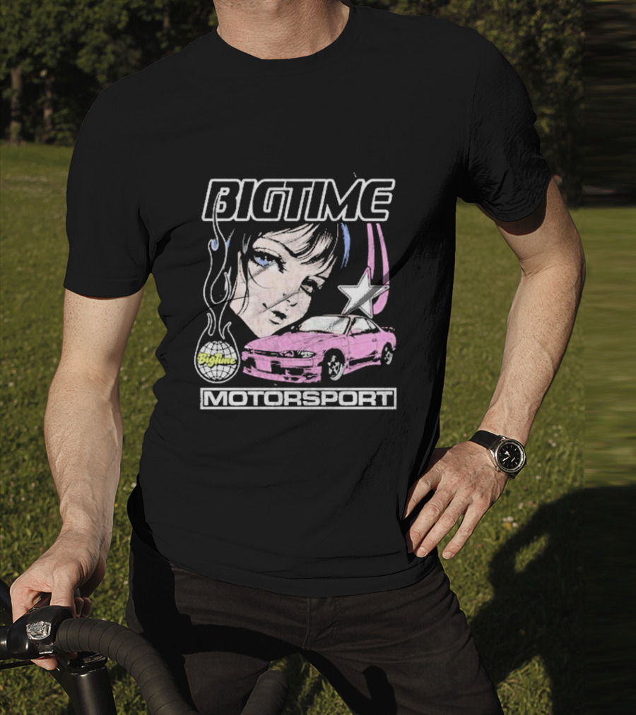 BIGTIME Motorsport Anime Car Girl Star T-Shirt