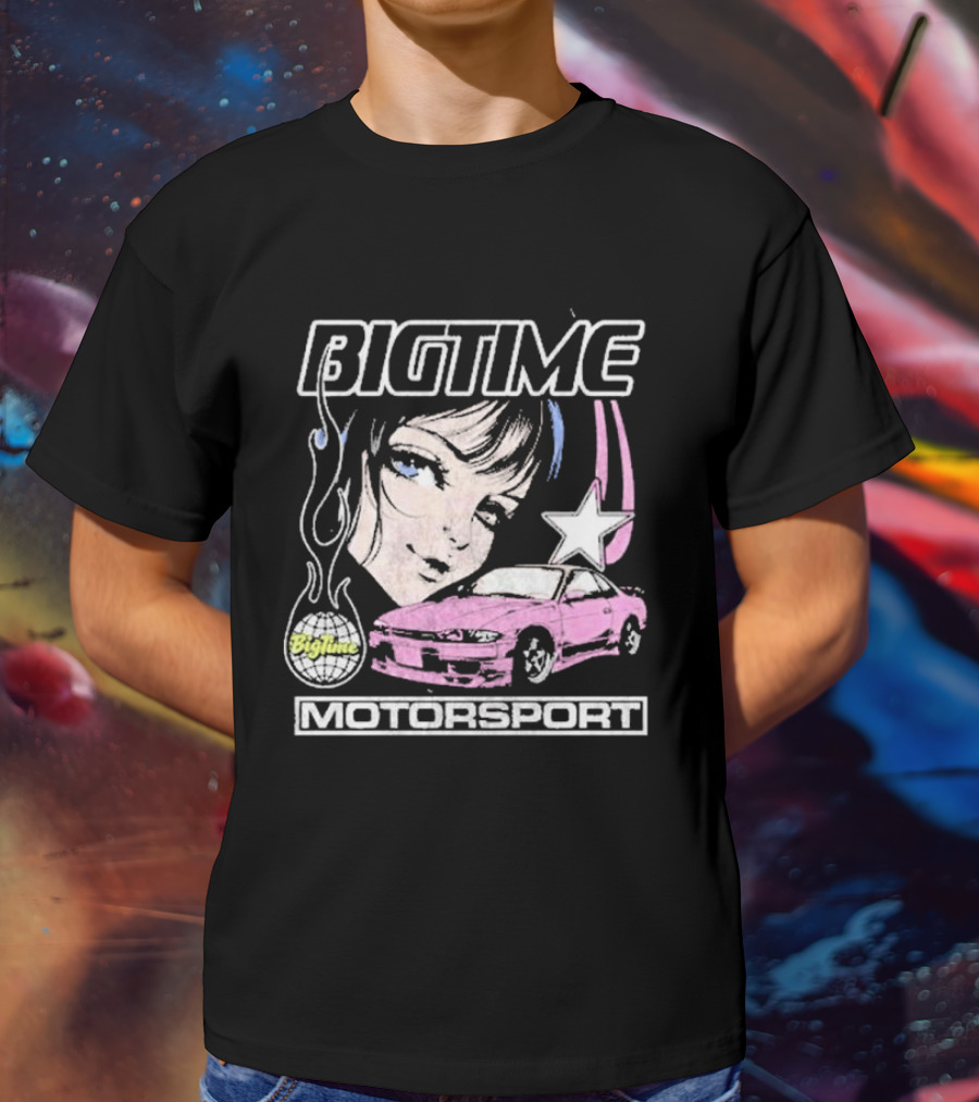 BIGTIME Motorsport Anime Car Girl Star T-Shirt
