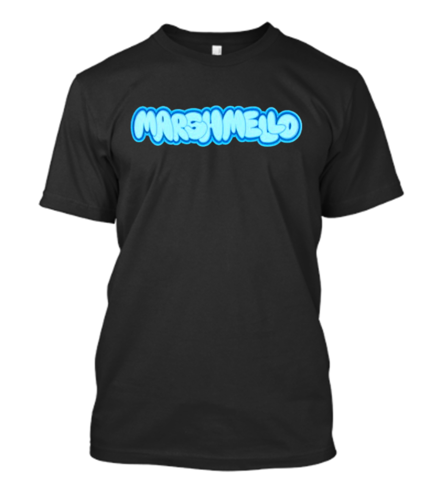 MARSHMELLO Bubble Style Logo Blue Text T-Shirt