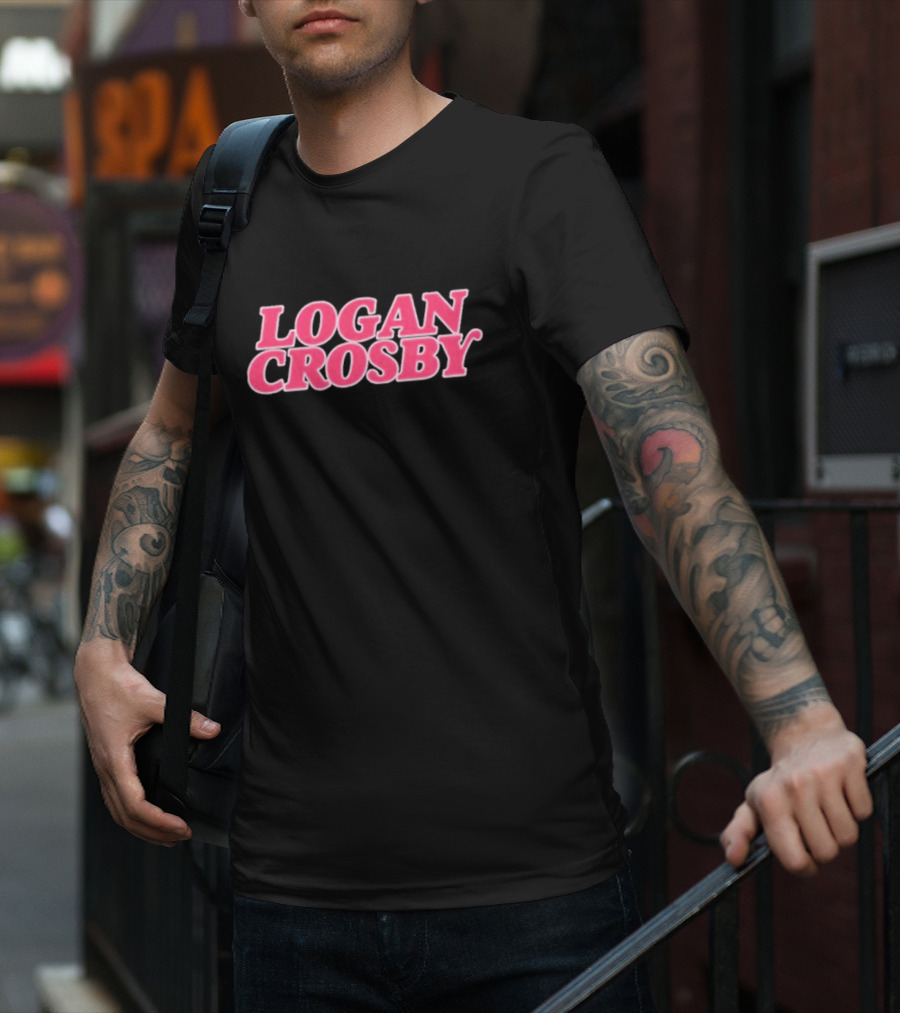 Logan Crosby Pink Lettering T-Shirt