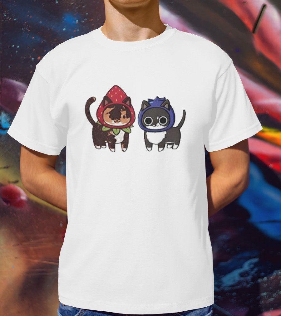 Biscuit And Muffin Fruit Cats In Strawberry And Blueberry Outfits T-Shirt