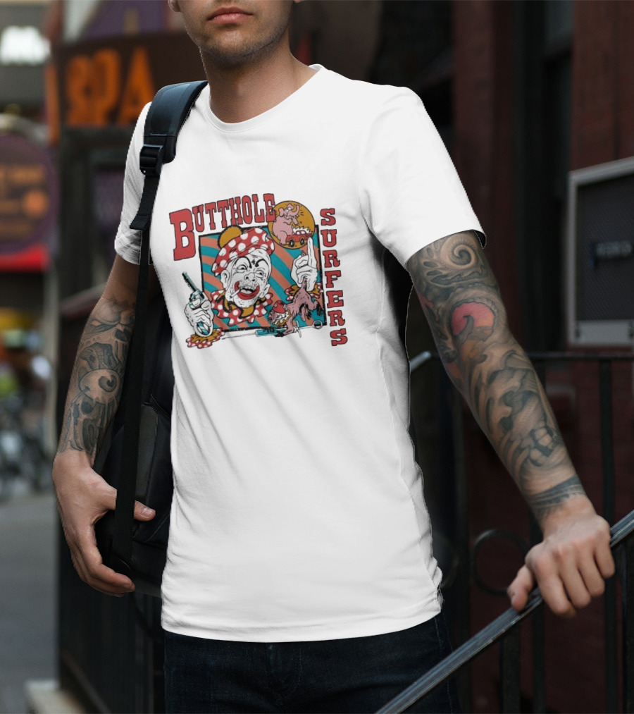 Butthole Surfers Clown With Gun And Pig On Wheels T-Shirt