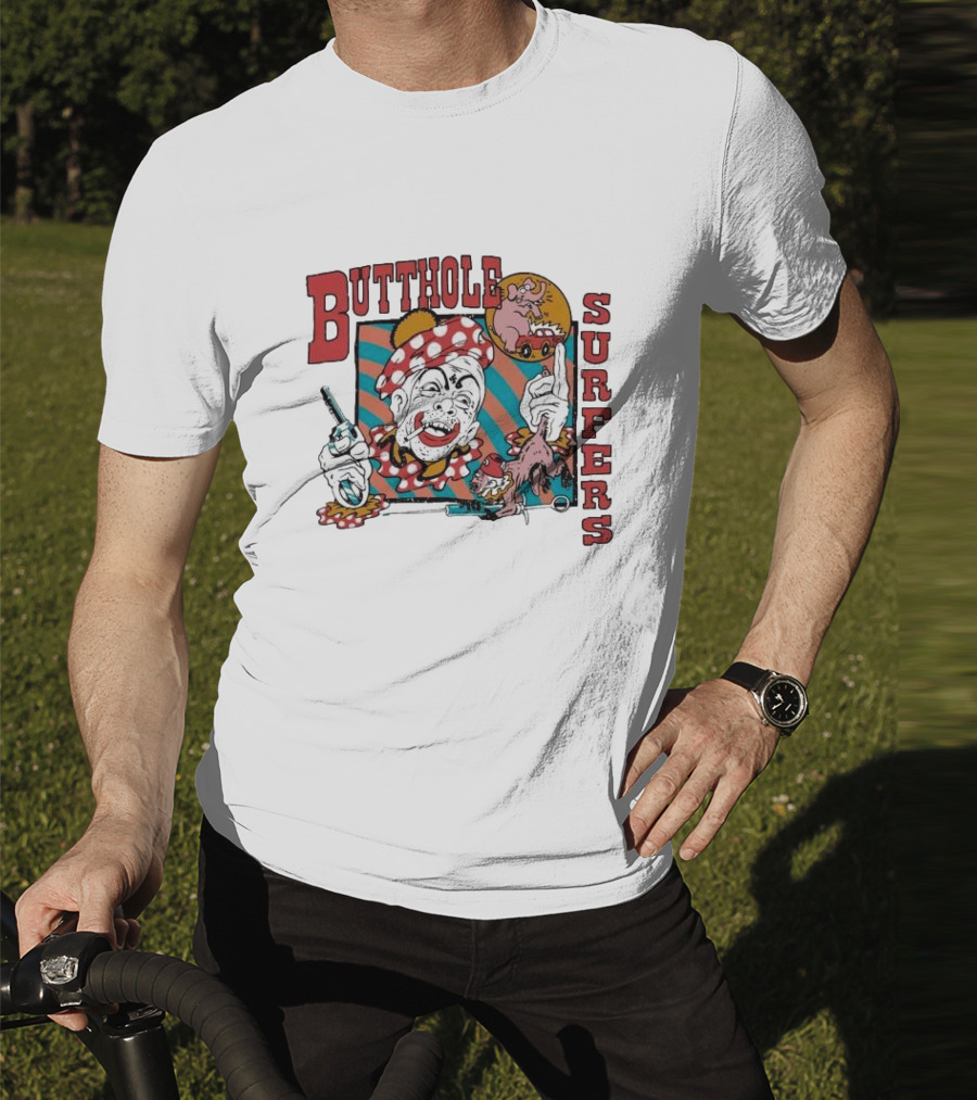 Butthole Surfers Clown With Gun And Pig On Wheels T-Shirt