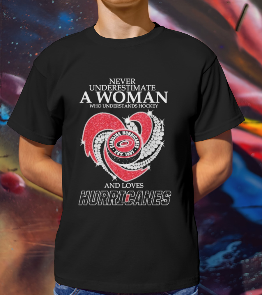 Never Underestimate A Woman Who Understands Hockey And Loves Carolina Hurricanes Est. 1997 T-Shirt