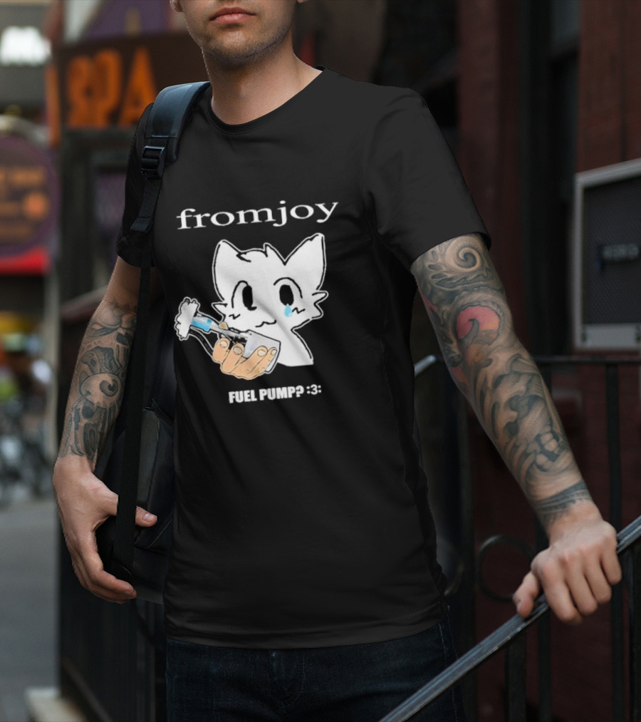 Fromjoy Fuel Pump Cute Cartoon With Tearful Cat Face T-Shirt