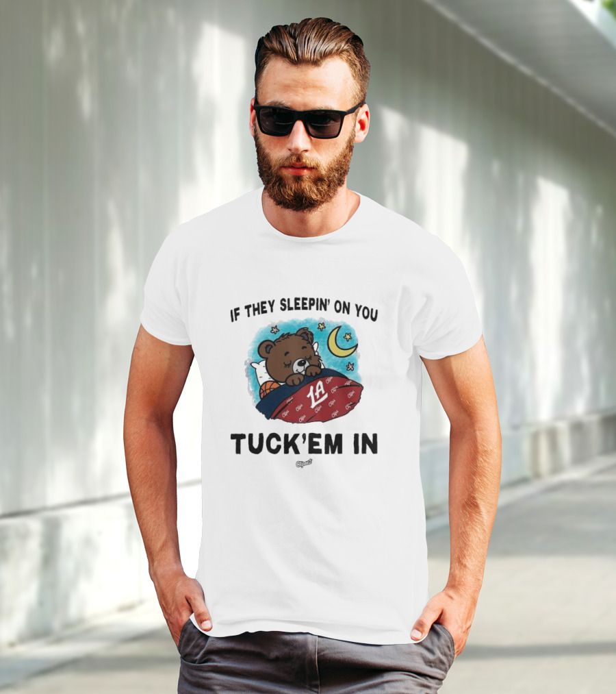 Los Angeles Clippers If They Sleepin’ On You Tuck’em In Bear With Basketball Moon Stars T-Shirt