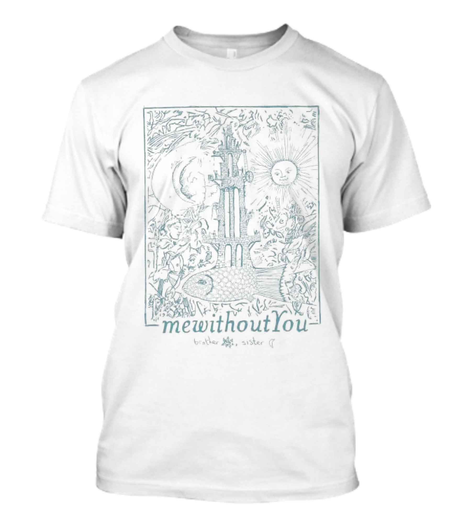 MewithoutYou Brother Sister Fishtower Design With Sun And Moon T-Shirt
