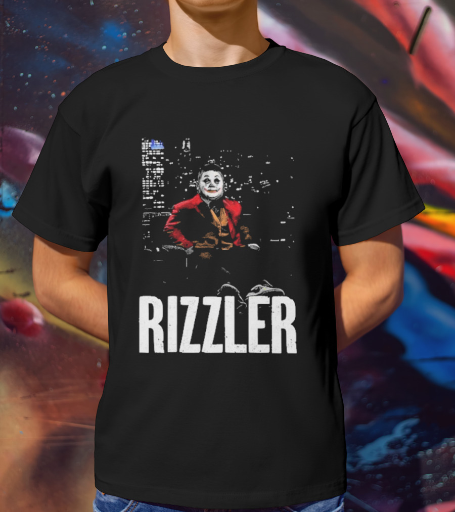 Rizzler Shitheadsteve Joker Style Cityscape Background T-Shirt