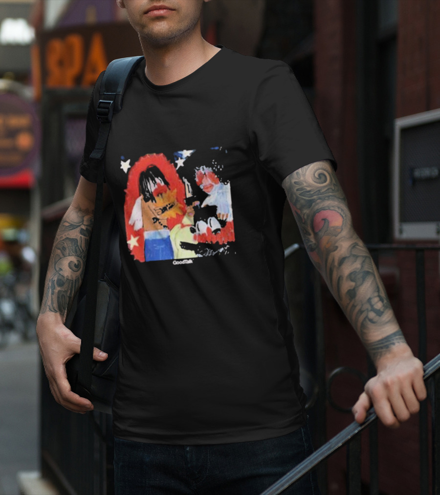 Gigi Goodtalk Skaiwater Artwork With Stars And Cartoon Figures T-Shirt