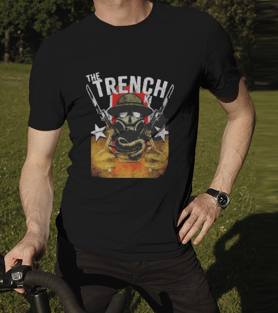 The Fat Electrician The Trench King Soldier Gas Mask Stars T-Shirt