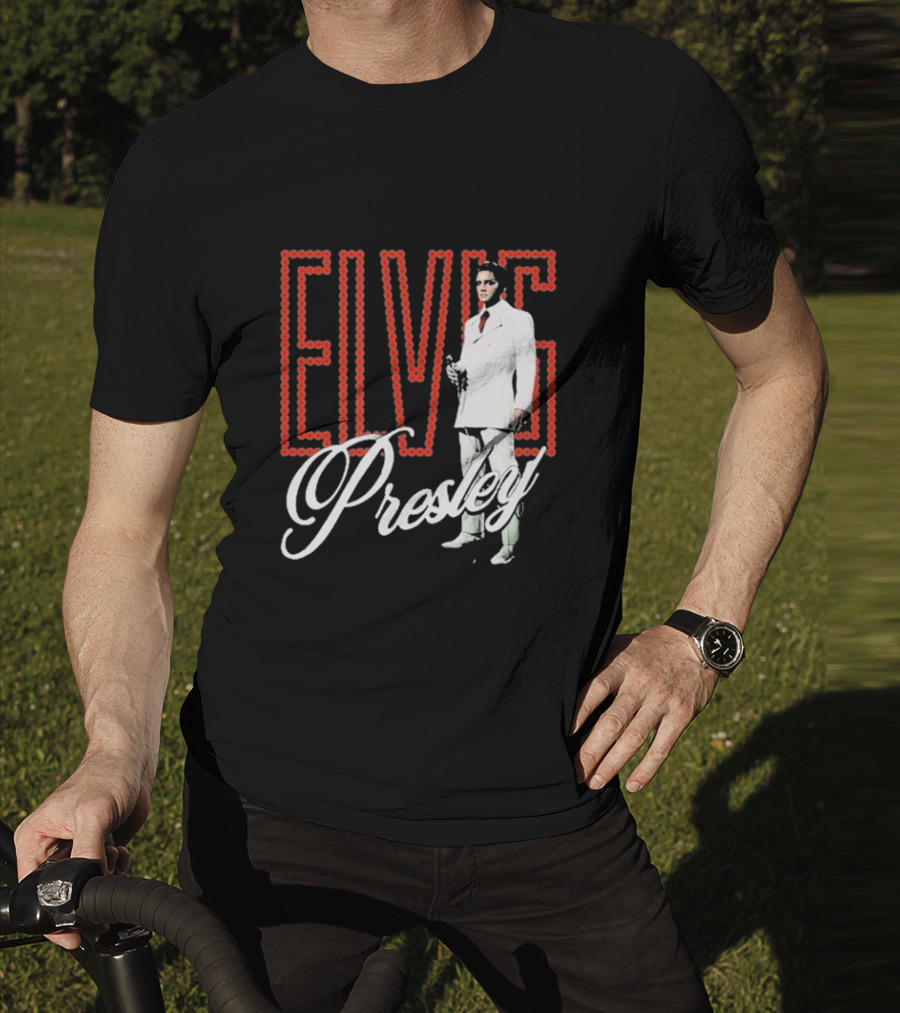 Elvis Presley White Suit Retro Lights T-Shirt