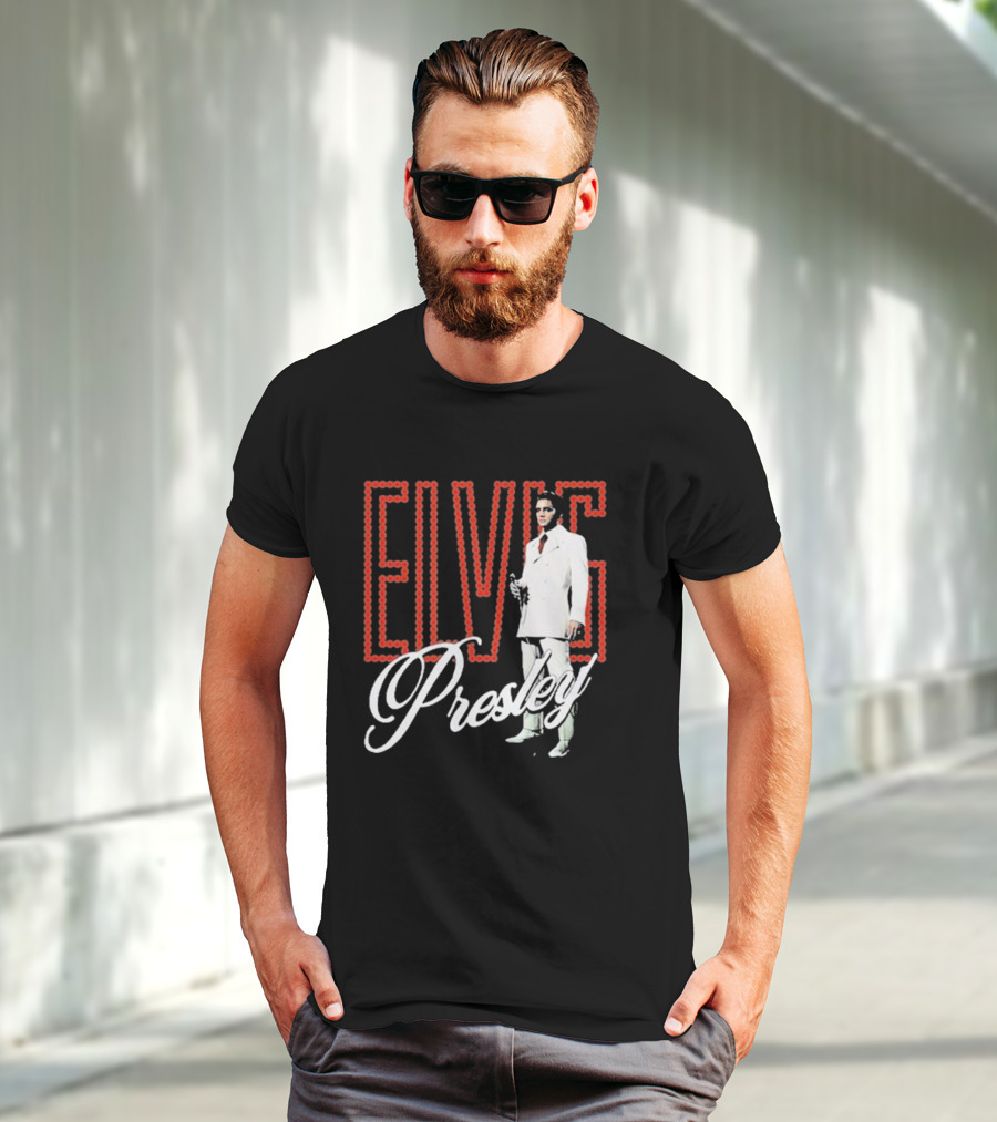 Elvis Presley White Suit Retro Lights T-Shirt