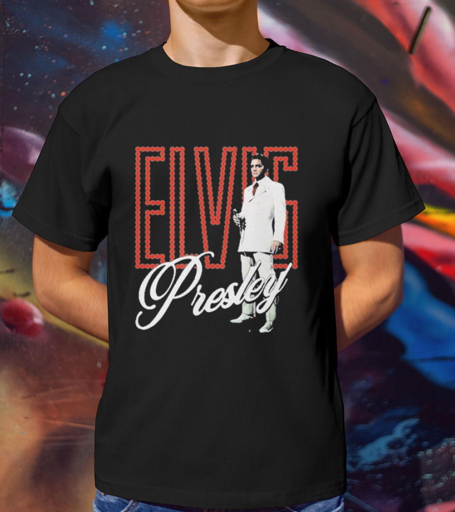 Elvis Presley White Suit Retro Lights T-Shirt