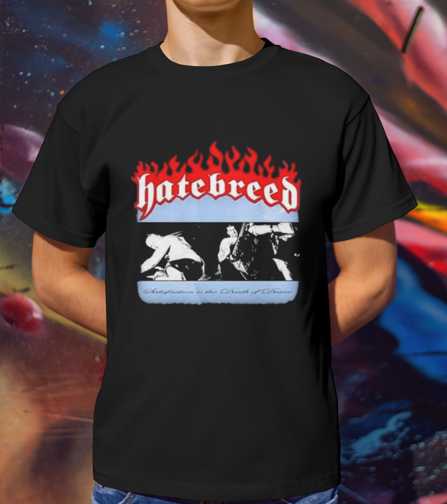 Hatebreed Flames Satisfaction Is The Death Of Desire Black And White Band Scene T-Shirt