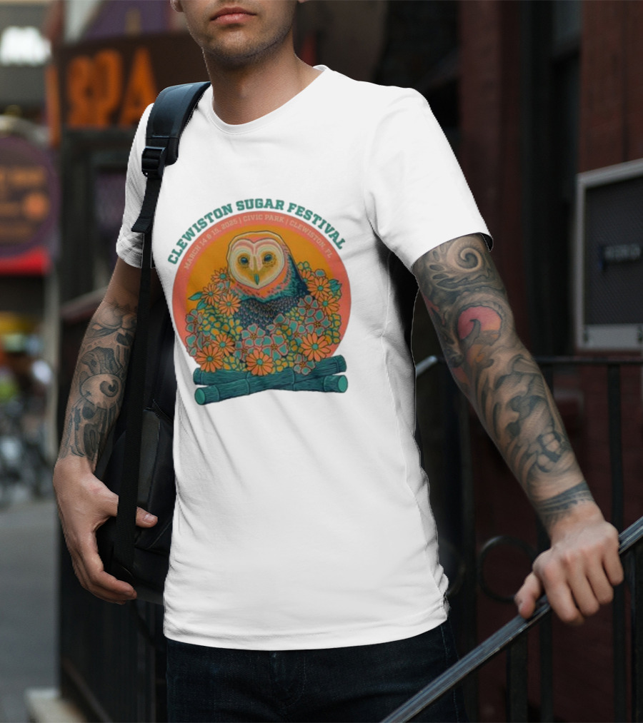 Clewiston Sugar Festival March 14-15 2025 Civic Park Clewiston FL Owl And Flowers T-Shirt